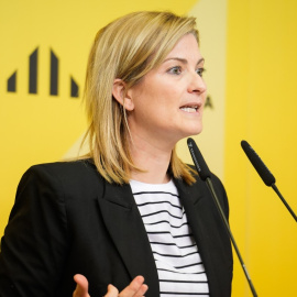 08/01/2024 - La portaveu d'ERC, Raquel Sans, en la roda de premsa d'aquest dilluns, 8 de gener.