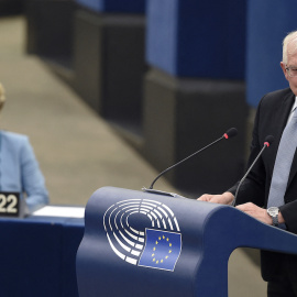 El Alto Representante de la Unión Europea para Asuntos Exteriores y Política de Seguridad, Josep Borrell, habla en un debate sobre la seguridad europea y la amenaza militar de Rusia contra Ucrania, a 16 de febrero de 2022.