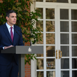 Pedro Sánchez comparece en La Moncloa para comunicar que continua al frente de la presidencia del Gobierno este lunes 19 de abril de 2024.