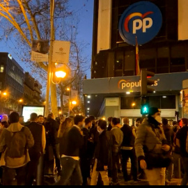 Vista de la sede del PP en Madrid, en la calle Génova.