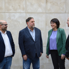 ERC, EH Bildu, BNG y Ara Més firman el acuerdo de coalición para las europeas en la sede de ERC, a 28 de marzo de 2024, en Barcelona.