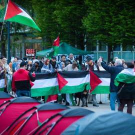 Manifestación en apoyo al pueblo palestino, en Manchester, Inglaterra, a 1 mayo de 2024.