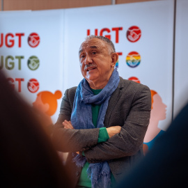 El secretario general de UGT, Pepe Álvarez, durante un desayuno informativo, en la sede de la UGT, a 11 de enero de 2024, en Madrid