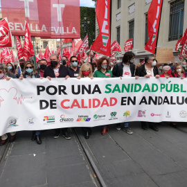 Manifestación a favor de la sanidad pública de Sevilla