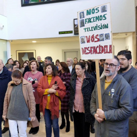 11/1/24 Imagen de la protesta de ayer en la sede central de la CRTVG.
