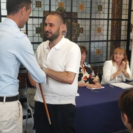 Asier Larrauri toma posesión como alcalde de Bermeo, a 17 de julio de 2023.