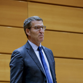 Alberto Núñez Feijóo durante la reunión de los grupos parlamentarios del PP del Congreso y del Senado en Madrid, a 16 de enero de 2024.