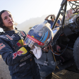 Cristina Gutiérrez, durante una etapa del Dakar.