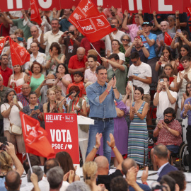 Pedro Sánchez, durante el mitin de cierre de campaña del PSOE.