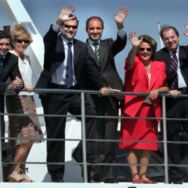 Foto de archivo de Herrera, junto a Jaume Matas, Aguirre, Rajoy, Camps y Barberá en un yate.