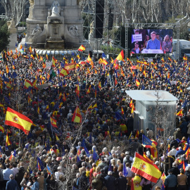 Cientos de personas durante una manifestación convocada por el PP, a 28 de enero de 2024, en Madrid