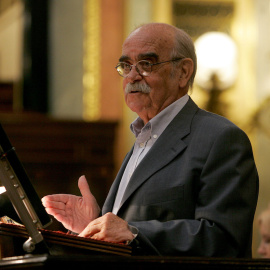 José Antonio Labordeta durante una intervención en octubre de 2011 en una de las jornadas del Debate sobre el Estado de la Nación.
