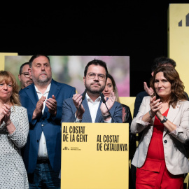 La cúpula de ERC tras las elecciones catalanas en Barcelona, a 12 de mayo de 2024.