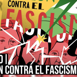Manifestación contra el fascismo y la concentración ultra de Vox en Madrid.