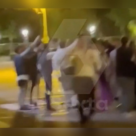 Momento en el que se produce un saludo fascista en el evento privado celebrado en Las Ventas el pasado viernes.