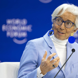 La presidenta del Banco Central Europeo (BCE), Christine Lagarde, durante el Foro Económico Mundial en Davos. EFE/EPA/GIAN EHRENZELLER