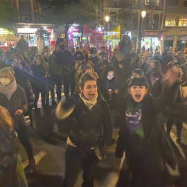 Concentración en Lavapiés, Madrid, contra la violencia machista.