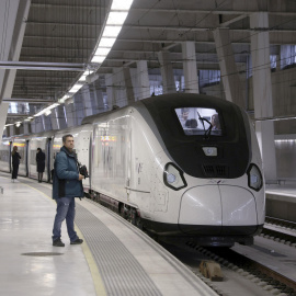 El primer AVE Vigo-Madrid, en Vigo (Pontevedra), a 21 de mayo de 2024, en el que Renfe inaugura la alta velocidad que une Madrid con Galicia y Asturias.