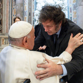 El presidente de Argentina, Javier Milei y el Papa Francisco esta mañana en Vaticano.