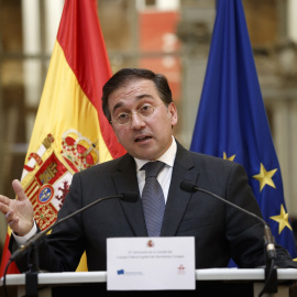 El ministro de Asuntos Exteriores y Cooperación, José Manuel Albares, durante un acto en el Instituto Cervantes de París.