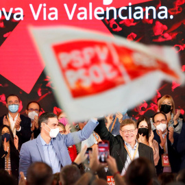 Sánchez, durante la ceremonia de clausura del 14 Congreso del PSOE de la Comunidad Valenciana celebrado en el hotel Bali de Benidorm.