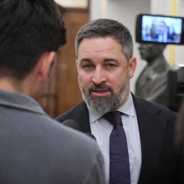 El presidente de Vox, Santiago Abascal, en el Congreso de los Diputados, a 20 de febrero de 2024.