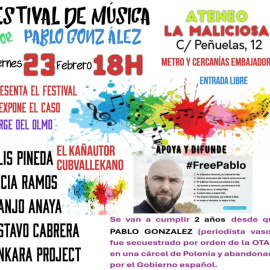 Cartel del festival organizado en Madrid por el Grupo de Apoyo a Pablo González