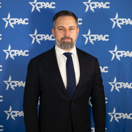 El presidente de Vox, Santiago Abascal, participa en una conferencia en Estados Unidos.