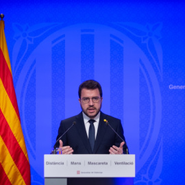 Imagen de archivo del president de la Generalitat, Pere Aragonès, en Barcelona. - EUROPA PRESS