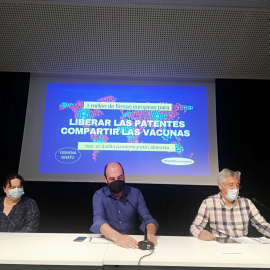 Imagen de la rueda de prensa ofrecida este lunes en Bilbao para presentar la campaña Right2Cure en Euskadi.