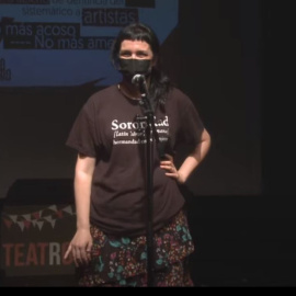 La activista Pamela Palenciano durante el Micro abierto #NoSoloPam