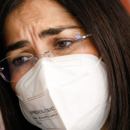 La ministra de Sanidad, Carolina Darias, durante su visita al hospital Virgen de la Arrixaca