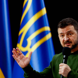 El presidente de Ucrania, Volodimir Zelenski, habla durante la conferencia "Ukraine. Year 2024", en Kiev, Ucrania, el 25 de febrero de 2024.