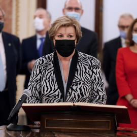 Enriqueta Chicano toma posesión del cargo como vocal del Tribunal de Cuentas, durante un acto celebrado este jueves en el Congreso de los Diputados.