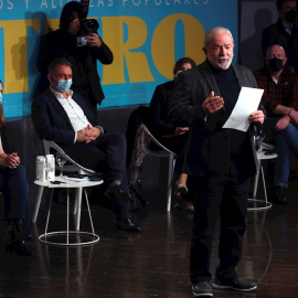 20/11/2021 Ione Belarra escucha la intervención del expresidente brasileño Luiz Ignacio Lula da Silva en el evento 'Construir futuro: retos y alianzas populares' celebrado en Madrid.