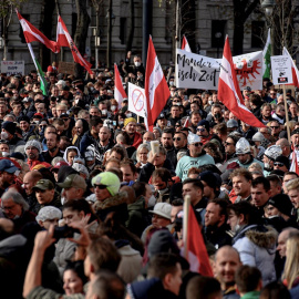 Protesta en Viena contra las medidas sanitarias para frenar el coronavirus.