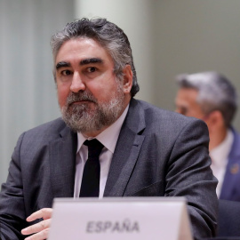 El ministro de Cultura y Deporte, José Manuel Rodríguez Uribes, en un congreso con los ministros del ramo en Bruselas.