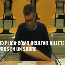 Gonzalo Naranjo, exvicepresidente de la empresa Sufi, explica cómo se pueden ocultar billetes de 500 euros en un sobre para una mordida de 150.000 euros.
