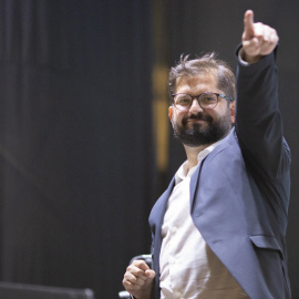 09/03/22. El presidente electo de Chile, Gabriel Boric, celebrando su victoria en Santiago de Chile, a 19 de diciembre de 2021.