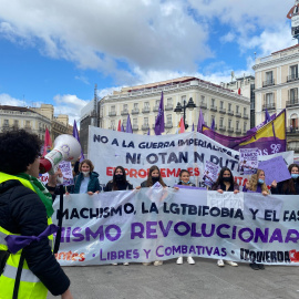 Concentración de estudiantes en la Puerta de Sol.