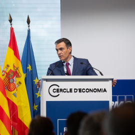 El presidente del Gobierno, Pedro Sánchez, interviene en la clausura de la tercera sesión de la XXXVI Reunión del Cercle d'Economia, este viernes 18 de junio de 2021.
