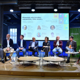 Imagen del debate a seis partidos organizado por la Asociación de Directores de Comunicación en la Fundación Telefónica. DC