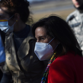 La ministra de Defensa, Margarita Robles, en Bulgaria el pasado 21 de febrero.