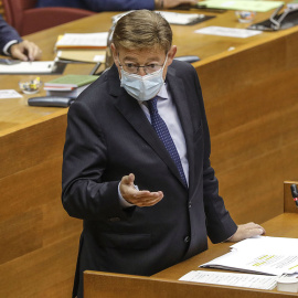 El 'president' de la Generalitat, Ximo Puig, interviene durante un pleno de las Cortes valencianas en el Palau de las Cortes Valencianas, a 27 de septiembre de 2021, en València.