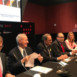 El president Quim Torra, en la presentació de la Memòria Econòmica de Catalunya del 2017, aquest divendres a Barcelona.