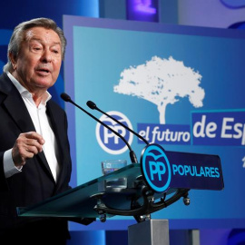 El presidente de la Comisión Organizadora, Luis de Grandes, informa en rueda de prensa de los preparativos del Congreso Nacional del PP. /EFE