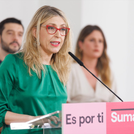 La eurodiputada y coordinadora del programa de Sumar, María Eugenia Rodríguez Palop, interviene durante un acto de la formación política.