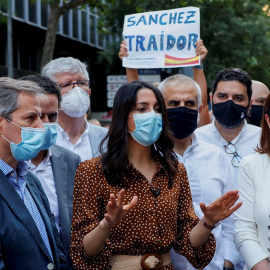 11/06/2021. Imagen de archivo de la presidenta de Ciudadanos, Inés Arrimadas, en una concentración contra los indultos, este viernes en Barcelona. - EFE