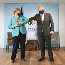 Angela Merkel y Boris Johnson durante la cumbre del G7.