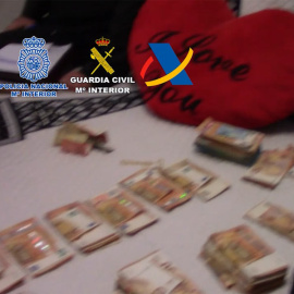 Parte del dinero incautado en la operación. (Captura vídeo de la Policía Nacional)